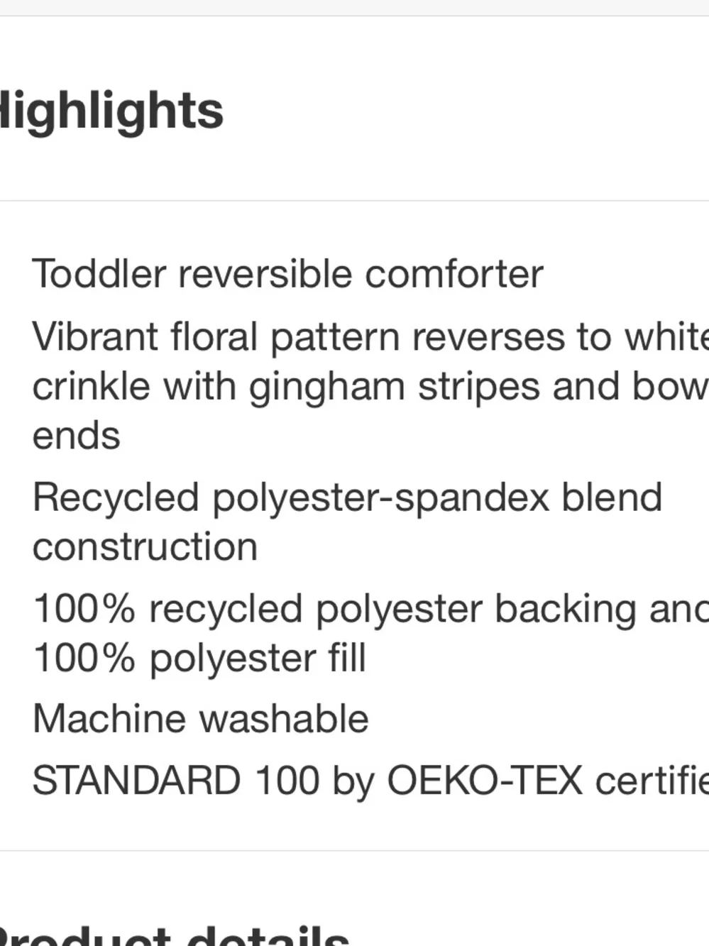 PILLOWFORT NWT Toddler Crinkle Bow Gingham Floral Kids' Comforter -multi